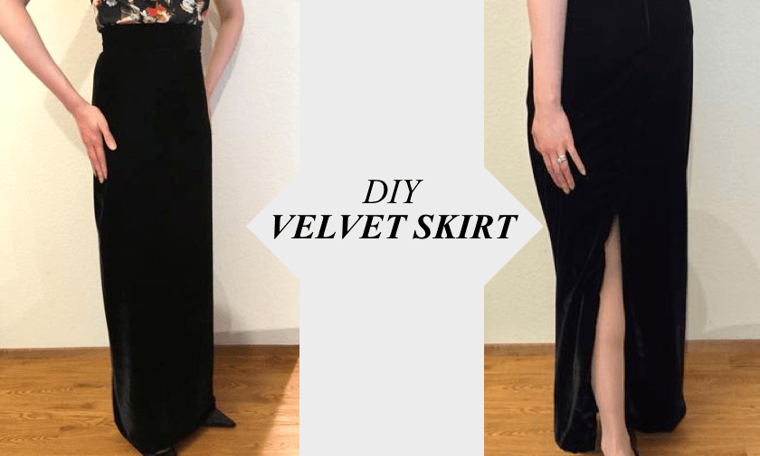 DIY Black Velvet Skirt Tutorial with Micro Velvet Fabric