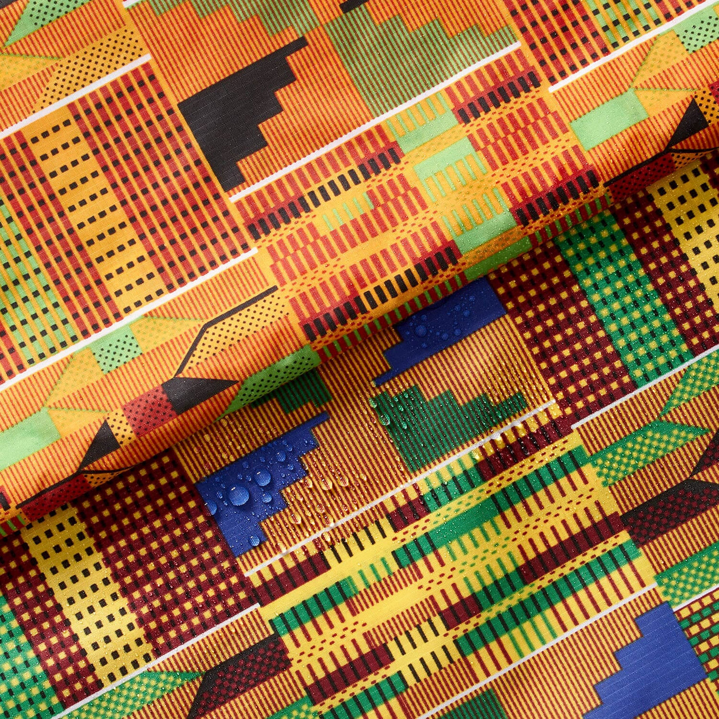 Ottertex® Printed Nylon Ripstop - Kente - Waterproof (PU Coated) & Water Repellent (DWR) - 70D, 2.2 oz Fabric Kente Print Group Image