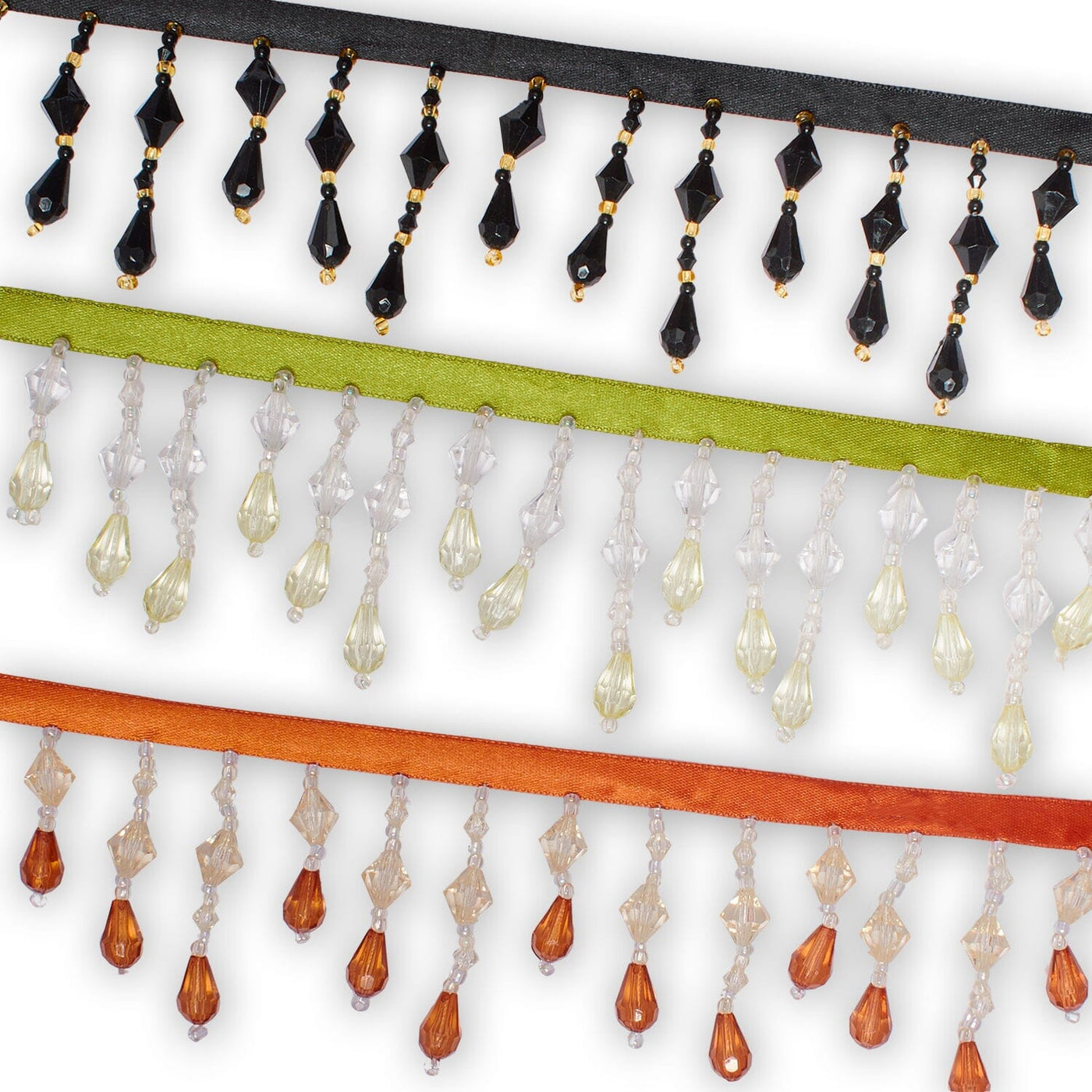 Small Teardrop Beaded Rhinestone Tassel Fringe Trim Group