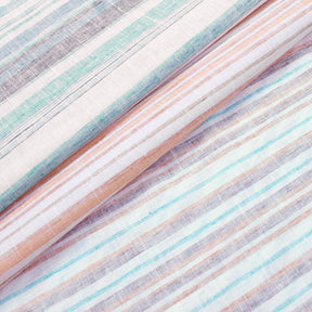 Multi Stripe Polyester Cotton Linen Look Fabric Group