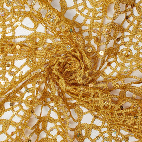 Corded Sequin Lace Fabric SV570745 Gold 2