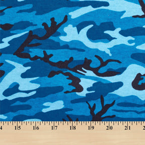 Camouflage Printed Cotton Flannel Fabric SV573563 Turquoise A9