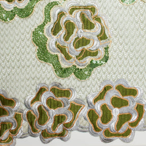 Marigold Floral Embroidery On Mesh Fabric SV580975 Green 2