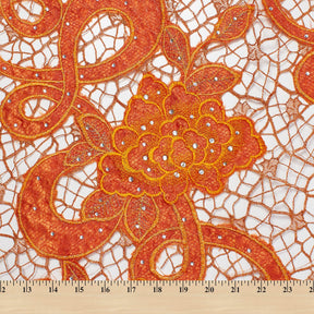 Floral Rhinestone Vine Chemical Mesh Fabric SV581165 4