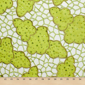 Clouded Velvet Mesh Lace Fabric SV580948 Lime Green 3