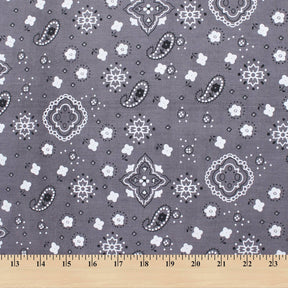 Paisley Print Bandana Broadcloth Fabric SV576980 Grey 3