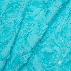 Ruffle Petal Rosette Chiffon On Mesh Fabric SV581022 Aqua Green 1