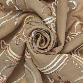 Corded Floral Embroidery On Georgette Fabric SV581636 Tan 2