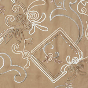 Corded Floral Embroidery On Georgette Fabric SV581636 Tan 3