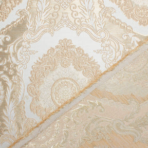 Versailles Extra Wide Two Tone Metallic Damask Jacquard Fabric Ivory SV581137 A5
