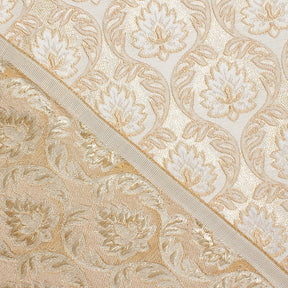 Medallion Extra Wide Metallic Damask Upholstery Jacquard Fabric SV581140 Ivory 3