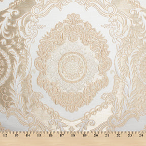 Versailles Extra Wide Two Tone Metallic Damask Jacquard Fabric Ivory SV581137 A9