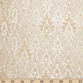 Arbor Bloom Extra Wide Metallic Damask Upholstery Jacquard Fabric SV581143 Ivory 4