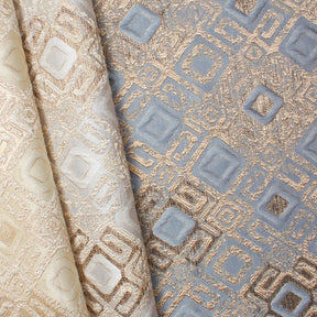 Geometric Square Extra Wide Metallic Upholstery Jacquard Fabric Group