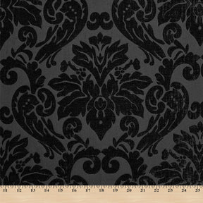 Julius Damask Chenille Upholstery Brocade Jacquard Fabric SV580311 Black / Black 4