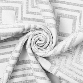 Geometric Chenille Upholstery Brocade Jacquard Fabric SV580317 Off White / Grey 2