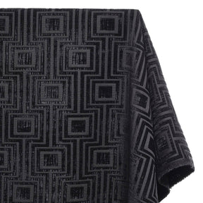 Geometric Chenille Upholstery Brocade Jacquard Fabric SV580312 Black / Black 1