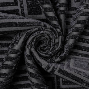 Geometric Chenille Upholstery Brocade Jacquard Fabric SV580312 Black / Black 2