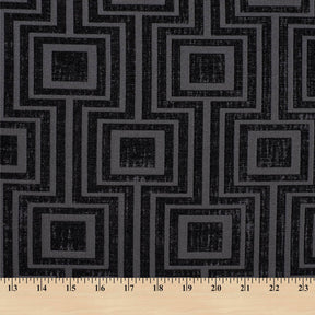 Geometric Chenille Upholstery Brocade Jacquard Fabric SV580312 Black / Black 4