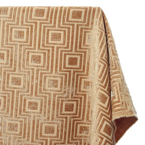 Geometric Chenille Upholstery Brocade Jacquard Fabric SV580314 Light Yellow / Brown 1