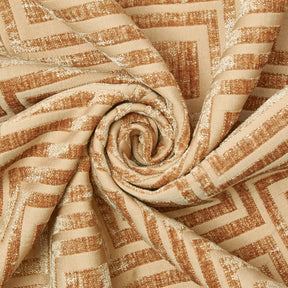 Geometric Chenille Upholstery Brocade Jacquard Fabric SV580314 Light Yellow / Brown 2