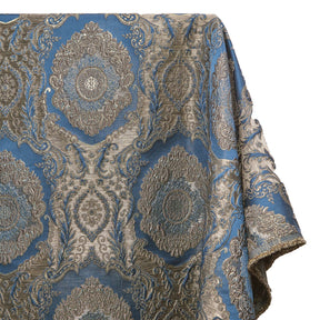 Versailles Extra Wide Two Tone Metallic Damask Jacquard Fabric Blue SV581139 A1