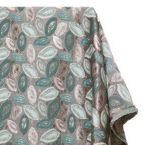Autumn Leaf Extra Wide Metallic Upholstery Jacquard Fabric SV581157 Mint 1