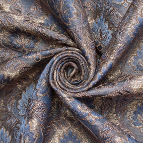 Medallion Extra Wide Metallic Damask Upholstery Jacquard Fabric SV581142 Blue 2