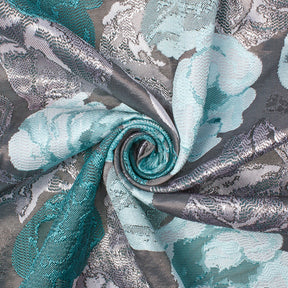 Garden Bloom Floral Extra Wide Metallic Upholstery Jacquard Fabric SV581154 Mint 2