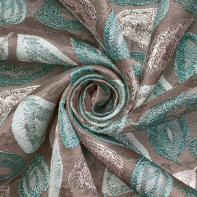 Autumn Leaf Extra Wide Metallic Upholstery Jacquard Fabric SV581157 Mint 2