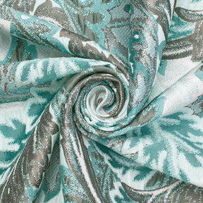 Leafy Extra Wide Metallic Upholstery Jacquard Fabric SV581160 Mint 2