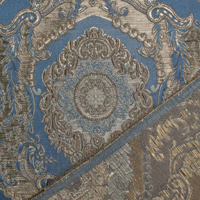 Versailles Extra Wide Two Tone Metallic Damask Jacquard Fabric Blue SV581139 A5