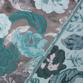 Garden Bloom Floral Extra Wide Metallic Upholstery Jacquard Fabric SV581154 Mint 3