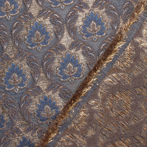 Medallion Extra Wide Metallic Damask Upholstery Jacquard Fabric SV581142 Blue 3