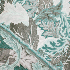 Leafy Extra Wide Metallic Upholstery Jacquard Fabric SV581160 Mint 3