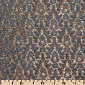 Arbor Bloom Extra Wide Metallic Damask Upholstery Jacquard Fabric SV581145 Blue 4