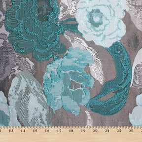 Garden Bloom Floral Extra Wide Metallic Upholstery Jacquard Fabric SV581154 Mint 4