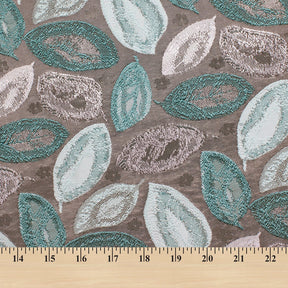 Autumn Leaf Extra Wide Metallic Upholstery Jacquard Fabric SV581157 Mint 4