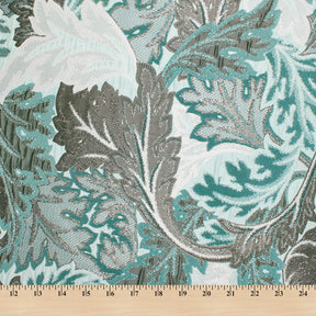 Leafy Extra Wide Metallic Upholstery Jacquard Fabric SV581160 Mint 4