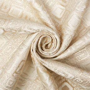 Geometric Square Extra Wide Metallic Upholstery Jacquard Fabric SV581122 Ivory 2