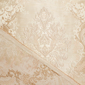Grand Extra Wide Metallic Damask Upholstery Jacquard Fabric SV581118 Beige 3