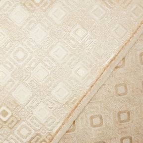Geometric Square Extra Wide Metallic Upholstery Jacquard Fabric SV581122 Ivory 3