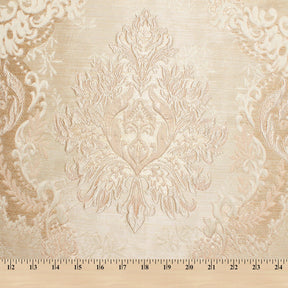 Grand Extra Wide Metallic Damask Upholstery Jacquard Fabric SV581118 Beige 4