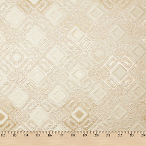 Geometric Square Extra Wide Metallic Upholstery Jacquard Fabric SV581122 Ivory 4
