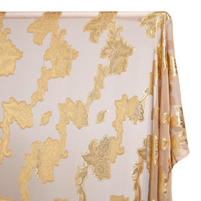 Leafy Vine Metallic Embroidered Chiffon Fabric SV580755 Peach A1
