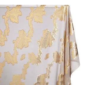 Leafy Vine Metallic Embroidered Chiffon Fabric SV580756 Beige A1