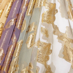 Leafy Vine Metallic Embroidered Chiffon Fabric Group