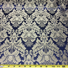 Extra Wide Floral Damask Upholstery Jacquard Fabric SV571010 Navy Blue / Gold 3