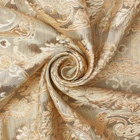 Floral Bouquet Extra Wide Metallic Damask Upholstery Jacquard Fabric SV581128 Beige 2