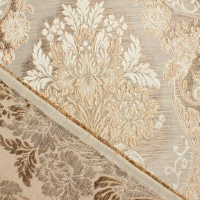Floral Bouquet Extra Wide Metallic Damask Upholstery Jacquard Fabric SV581128 Beige 3